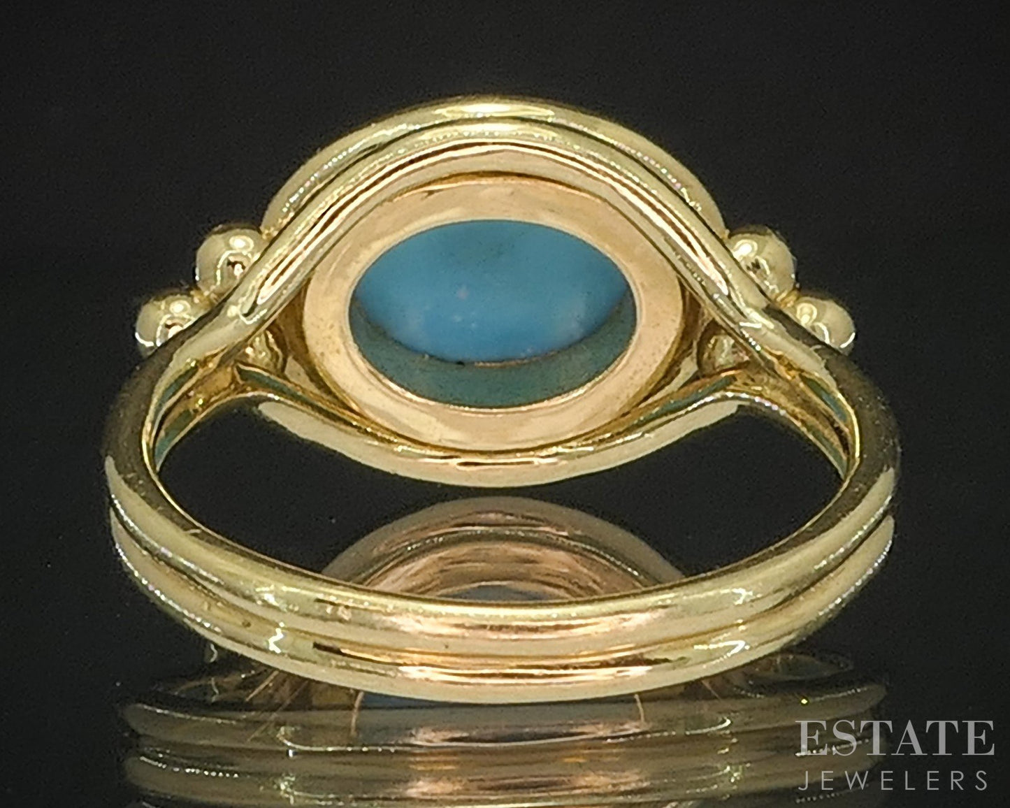 18k Yellow Gold Temple St. Clair Natural Turquoise Ladies Ring 6.5g i20310