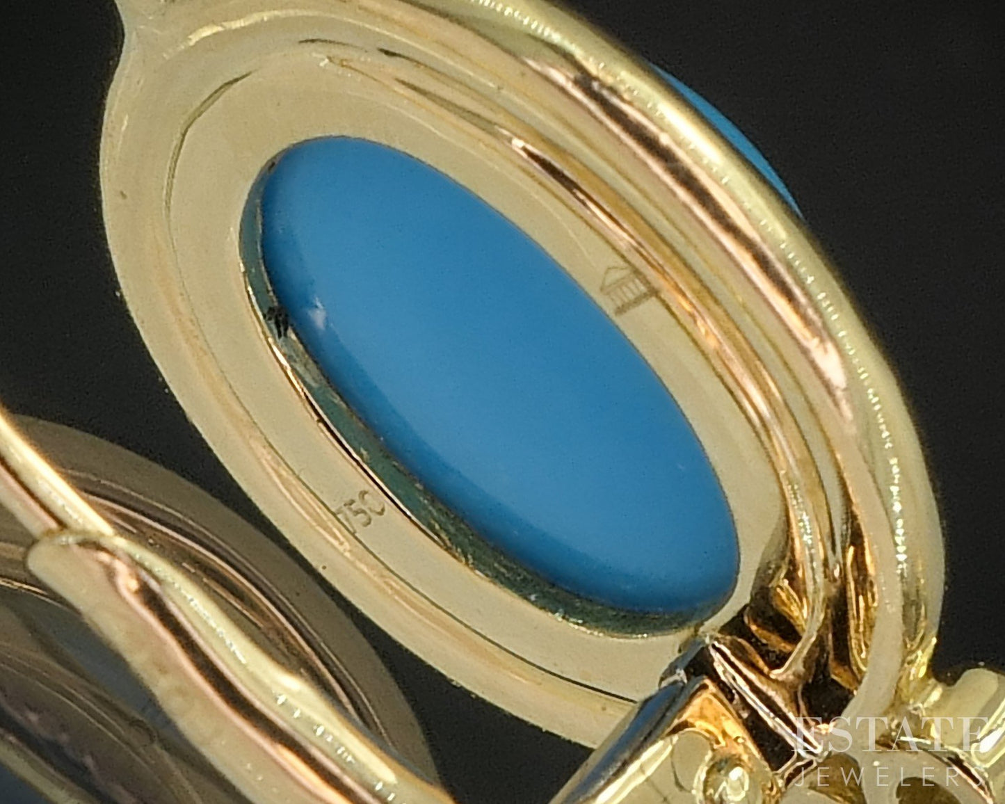 18k Yellow Gold Temple St. Clair Natural Turquoise & Diamond Earrings 6g i20304