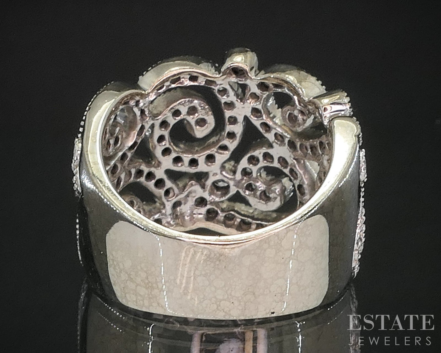 14k White Gold EFFY Natural .37ctw Diamond Open Swirl Band Ring 11.7g i20309