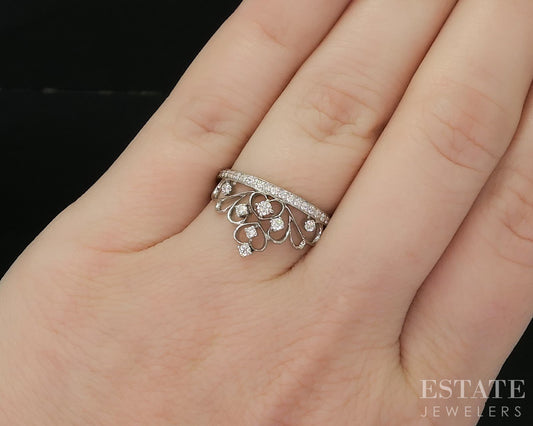 18k White Gold Natural .15ctw Diamond Ladies Tiara Band 2.2g i20340