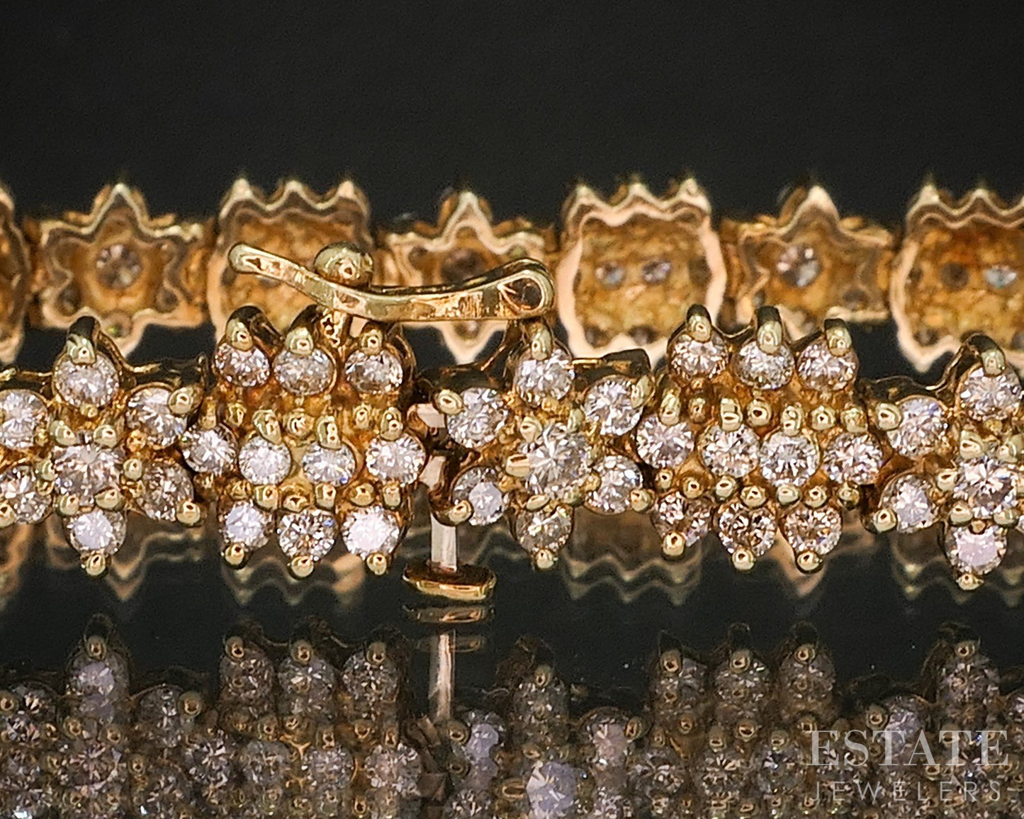 14k Yellow Gold Natural 5ctw Diamond Cluster Tennis Bracelet 25g 7.25"L i20339