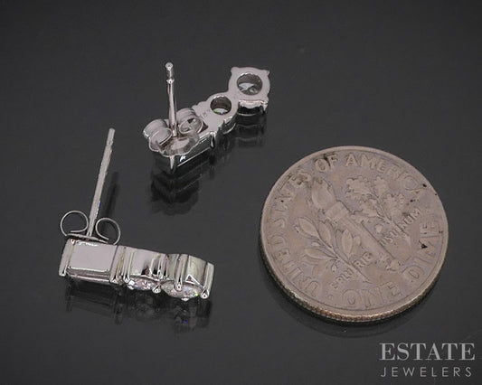 14k White Gold Natural .50ctw Diamond Drop Ladies Earrings 2.5g i20336