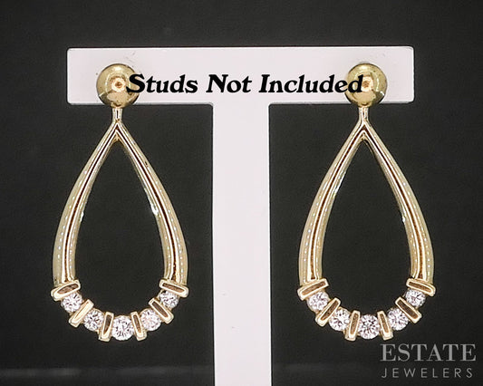 14k Yellow Gold Natural .20ctw Diamond Teardrop Stud Earring Enhancers i20329