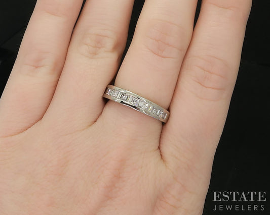 14k White Gold Natural .45ctw Diamond Ladies Wedding Band 4.6g i20332