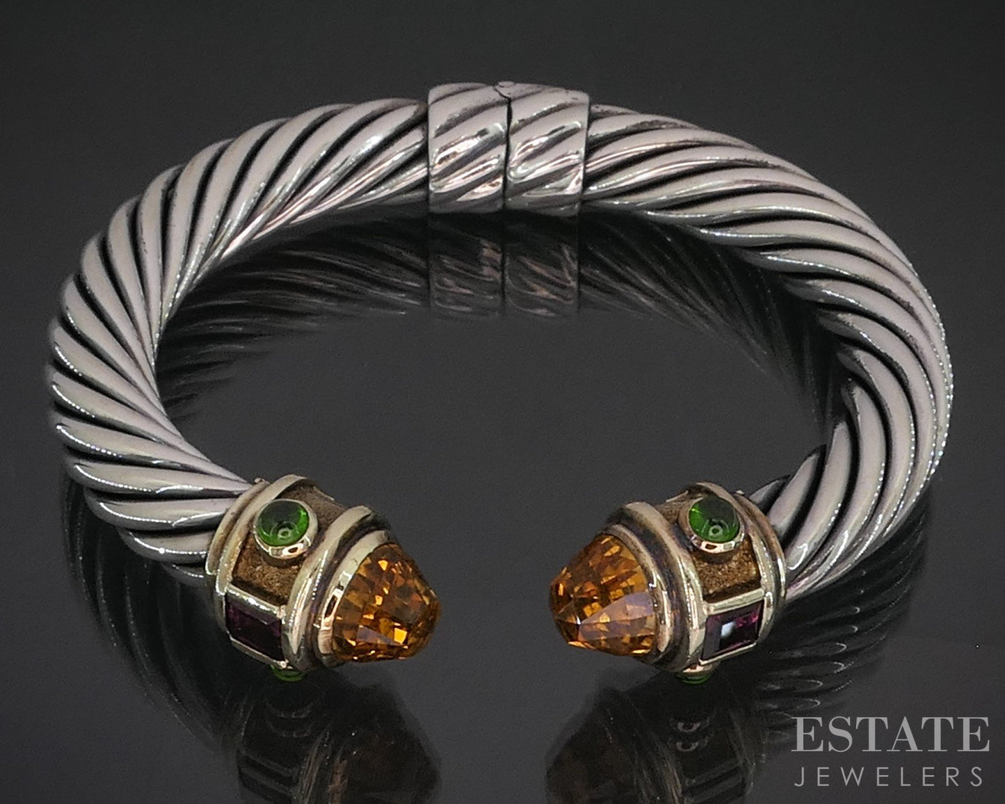 14k & Sterling David Yurman Multi Gem 9mm Renaissance Cuff Bracelet 46g i20288