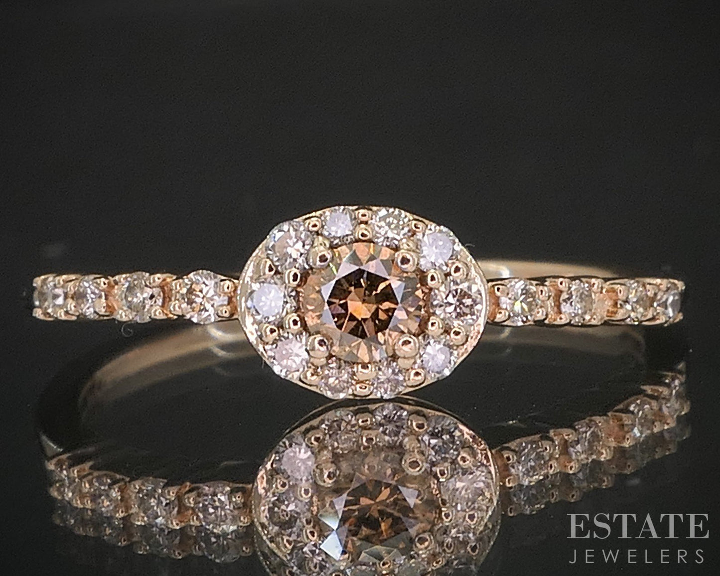 14k Strawberry Gold LeVian Natural .25ctw Diamond Engagement Ring 1.5g i20293