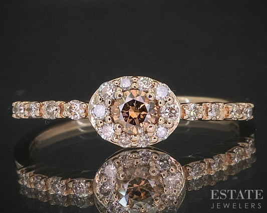 14k Strawberry Gold LeVian Natural .25ctw Diamond Engagement Ring 1.5g i20293