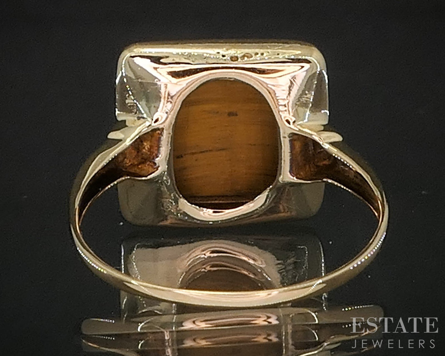 Antique Victorian 14k Yellow Gold Natural Tigers Eye Cameo Ring 2.4g i20291