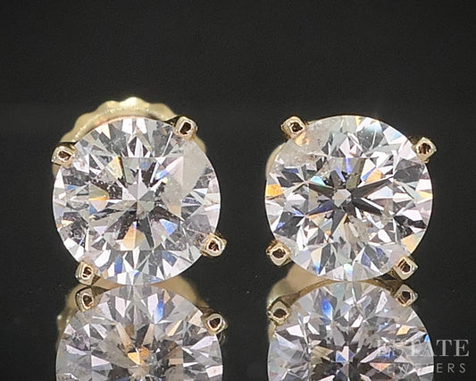 14k Yellow Gold Round Natural .84ctw Diamond Screw Back Earrings i20292