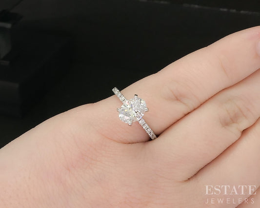 14k White Gold IGI Oval Lab Created 1.34ctw Diamond Engagement Ring 2.2g i20286