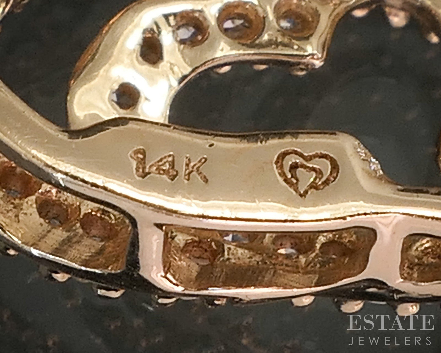 14k Rose Gold Natural Diamond Open Heart Ladies Necklace 2.5g 16"L i20170b