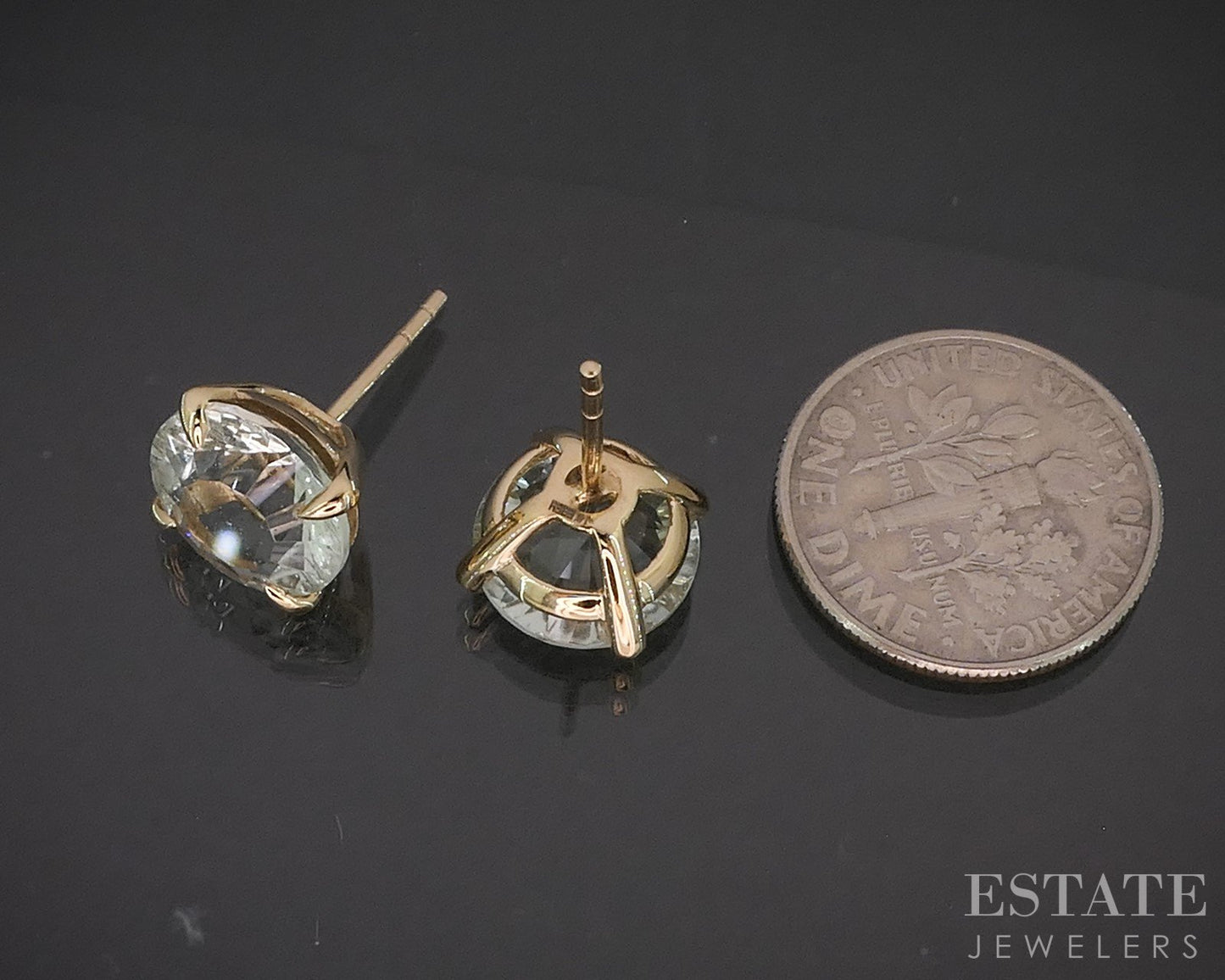 14k Yellow Gold EFFY Natural Green Amethyst Stud Earrings 2.9g i20183b