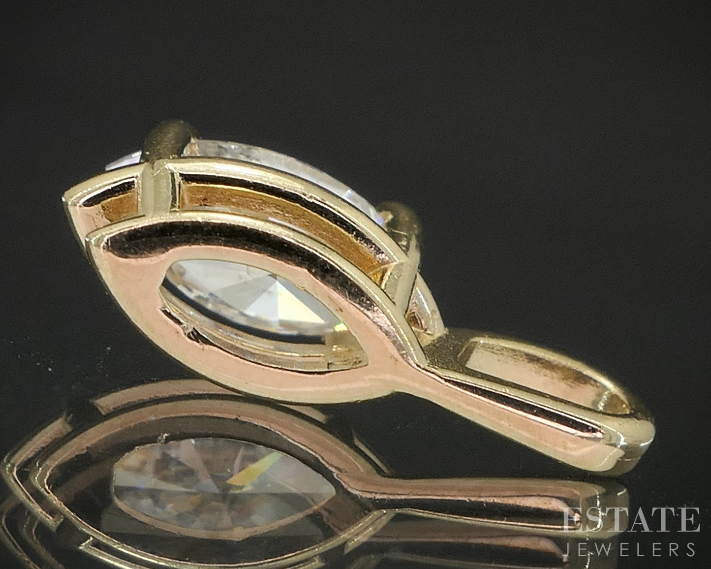 14k Yellow Gold Marquise Natural .28ct Diamond Solitaire Ladies Pendant i20345b