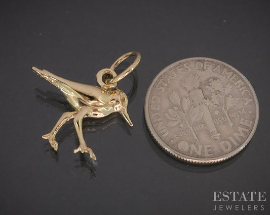 Vintage 14k Yellow Gold Dimensional Bird Charm 1.7g i20361b