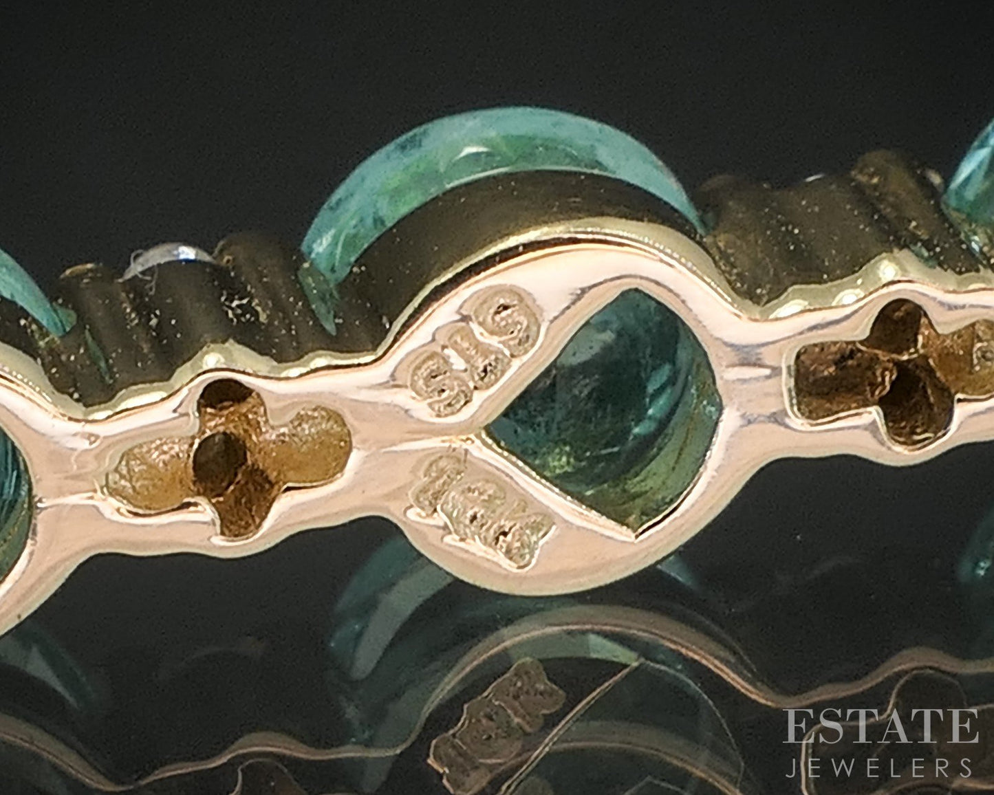 14k Yellow Gold Natural Emerald & Diamond Three Stone Pendant 1.8g i20346b