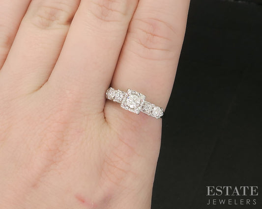 Vintage 14k White Gold Round Natural .48ctw Diamond Engagement Ring 2.9g i20356b