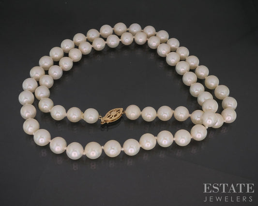 14k Yellow Gold 7mm Cultured Pearl Ladies Necklace 20.5"L i20349b