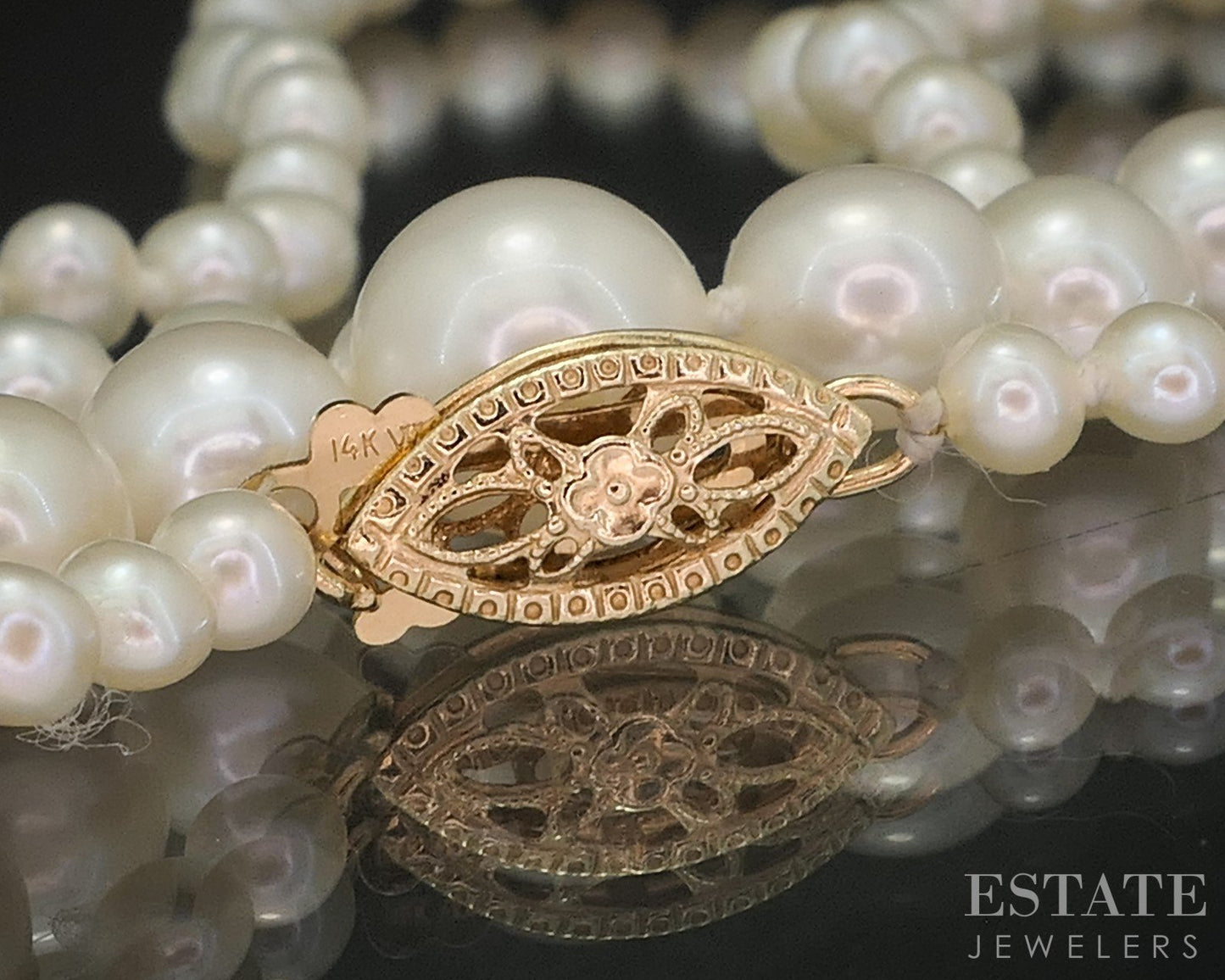 14k Yellow Gold 3-7.6mm Cultured Pearl Ladies Necklace 18"L i20348b