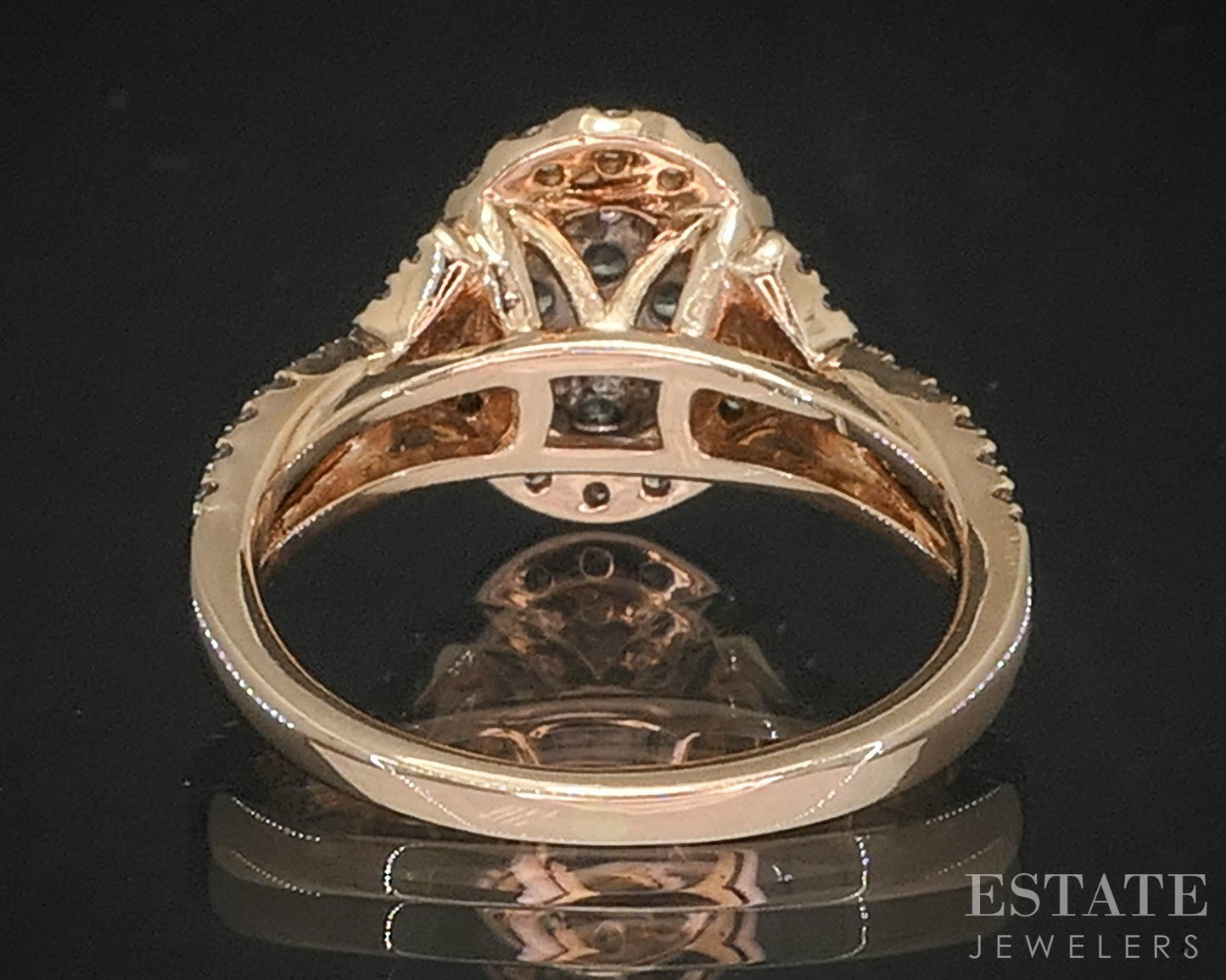 14k Rose Gold Natural .74ctw Diamond Cluster Halo Engagement Ring 5.1g i20357b