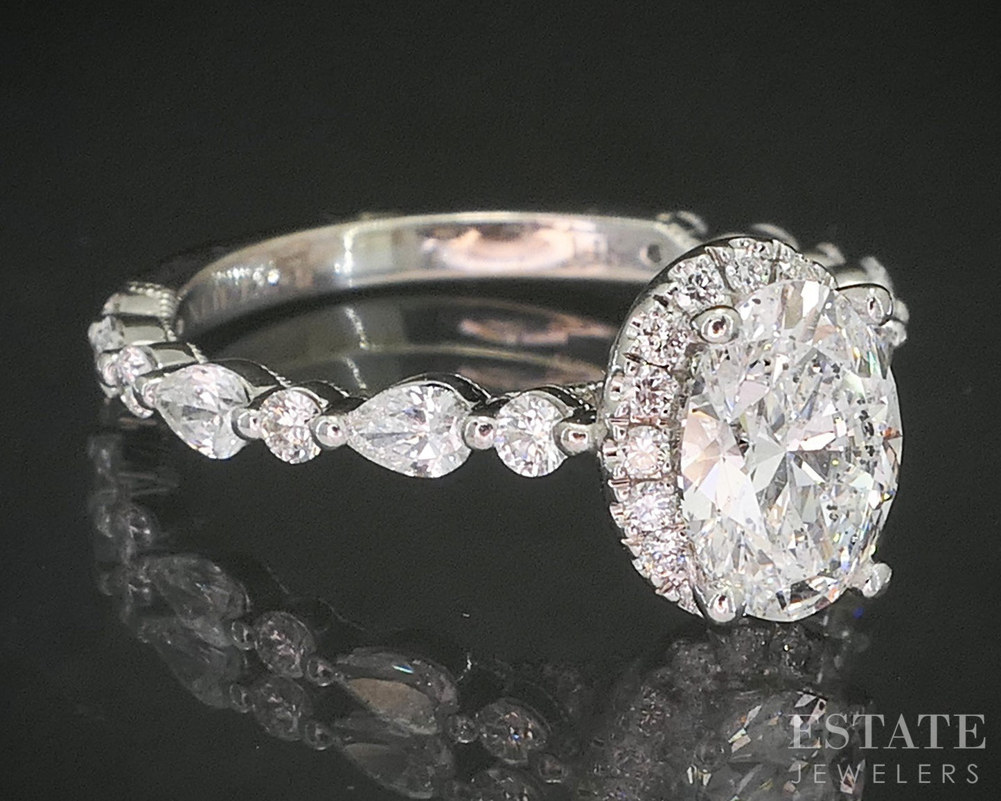 14k White Gold Natural 1.46ctw Diamond Neil Lane Halo Engagement Ring 2g i20369