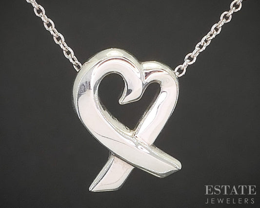 Sterling Paloma Picasso Tiffany & Co Loving Heart Necklace 2.6g 16"L i20385