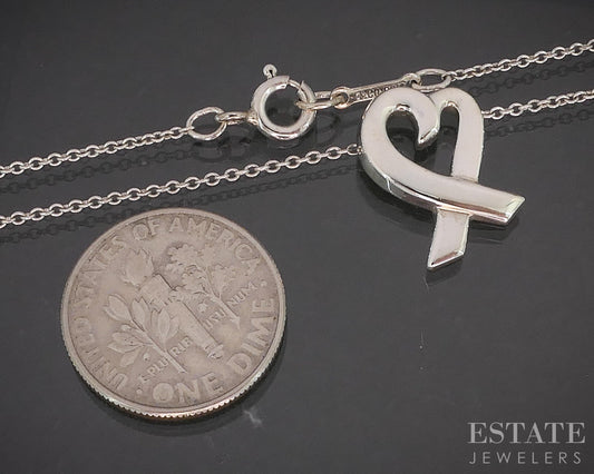 Sterling Paloma Picasso Tiffany & Co Loving Heart Necklace 2.6g 16"L i20385