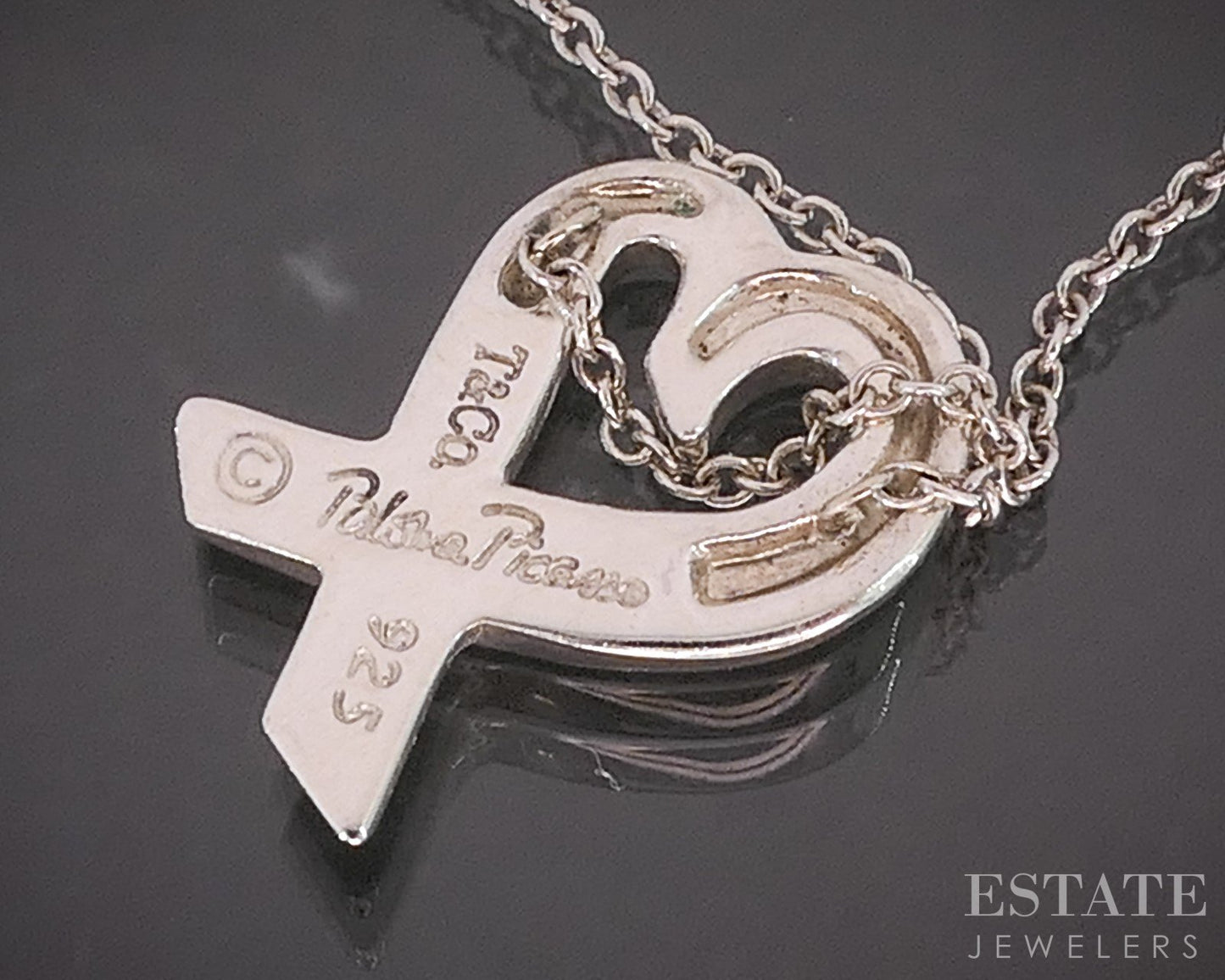 Sterling Paloma Picasso Tiffany & Co Loving Heart Necklace 2.6g 16"L i20385
