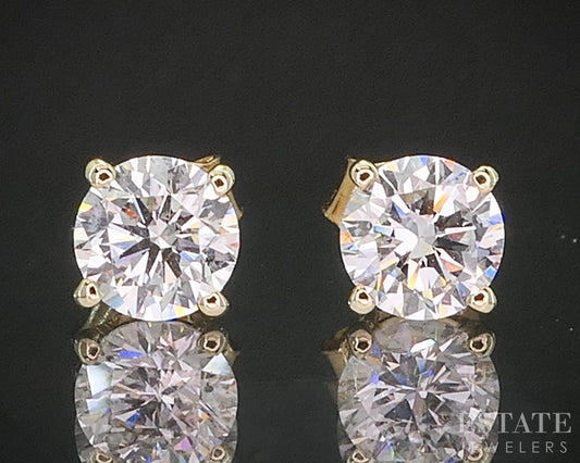 10k Yellow Gold Round Lab Created .60ctw Diamond Stud Earrings i20386