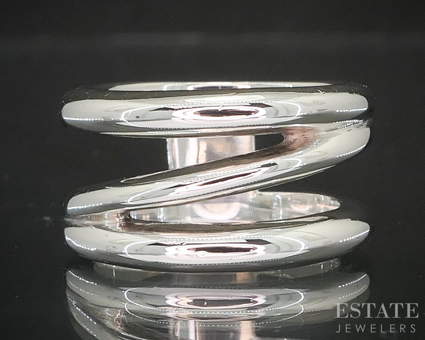 Sterling Silver Tiffany & Co. Three Row Swirl Ladies Band Ring 9.3g i20378