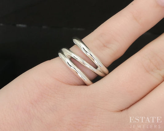 Sterling Silver Tiffany & Co. Three Row Swirl Ladies Band Ring 9.3g i20378