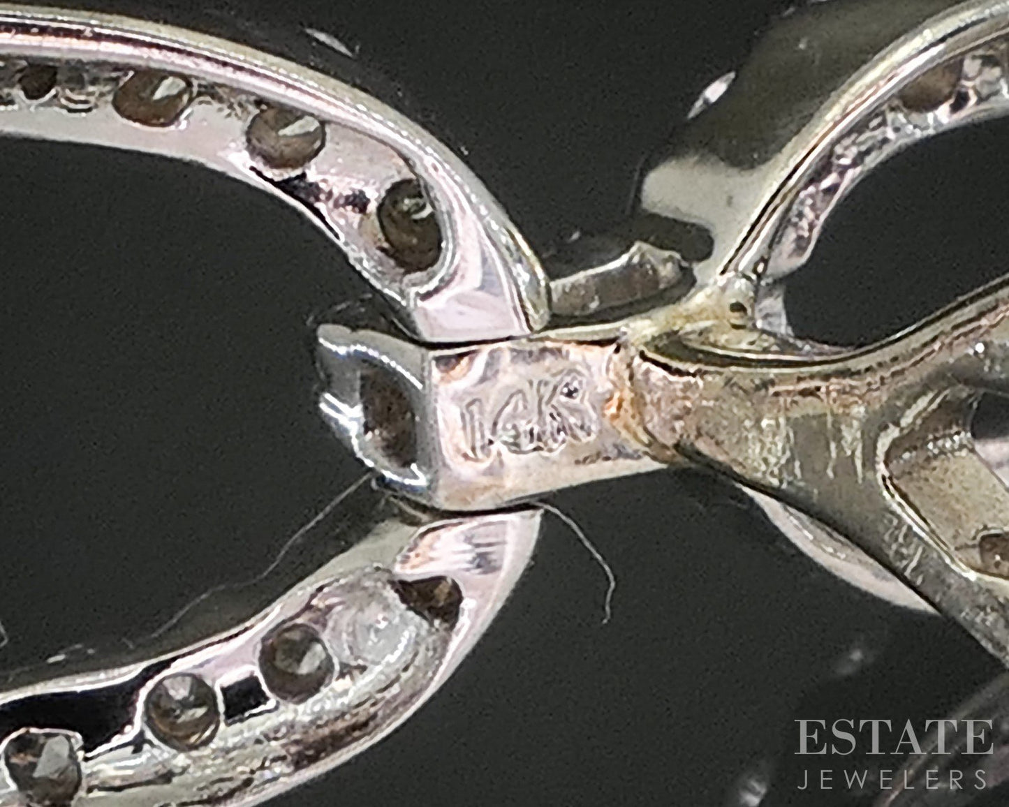 14k White Gold Natural .60ctw Diamond Omega Back Dangle Earrings 4.3g i20373