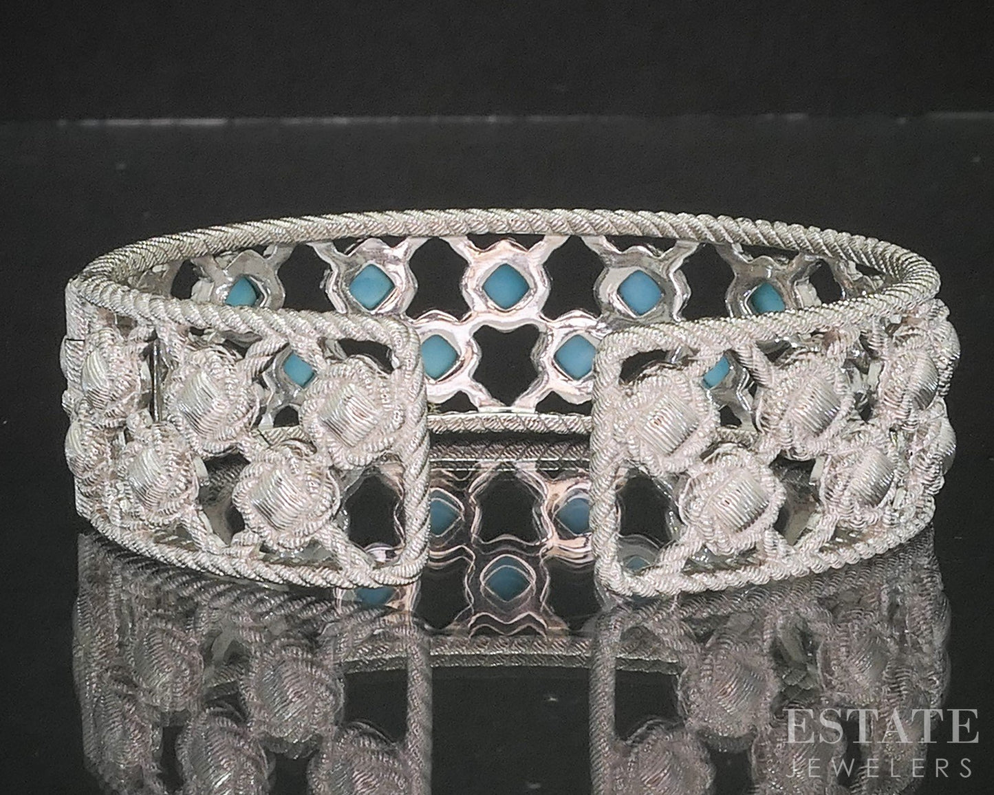 Sterling Judith Ripka Sleeping Beauty Turquoise Cuff Bracelet 43g i20390