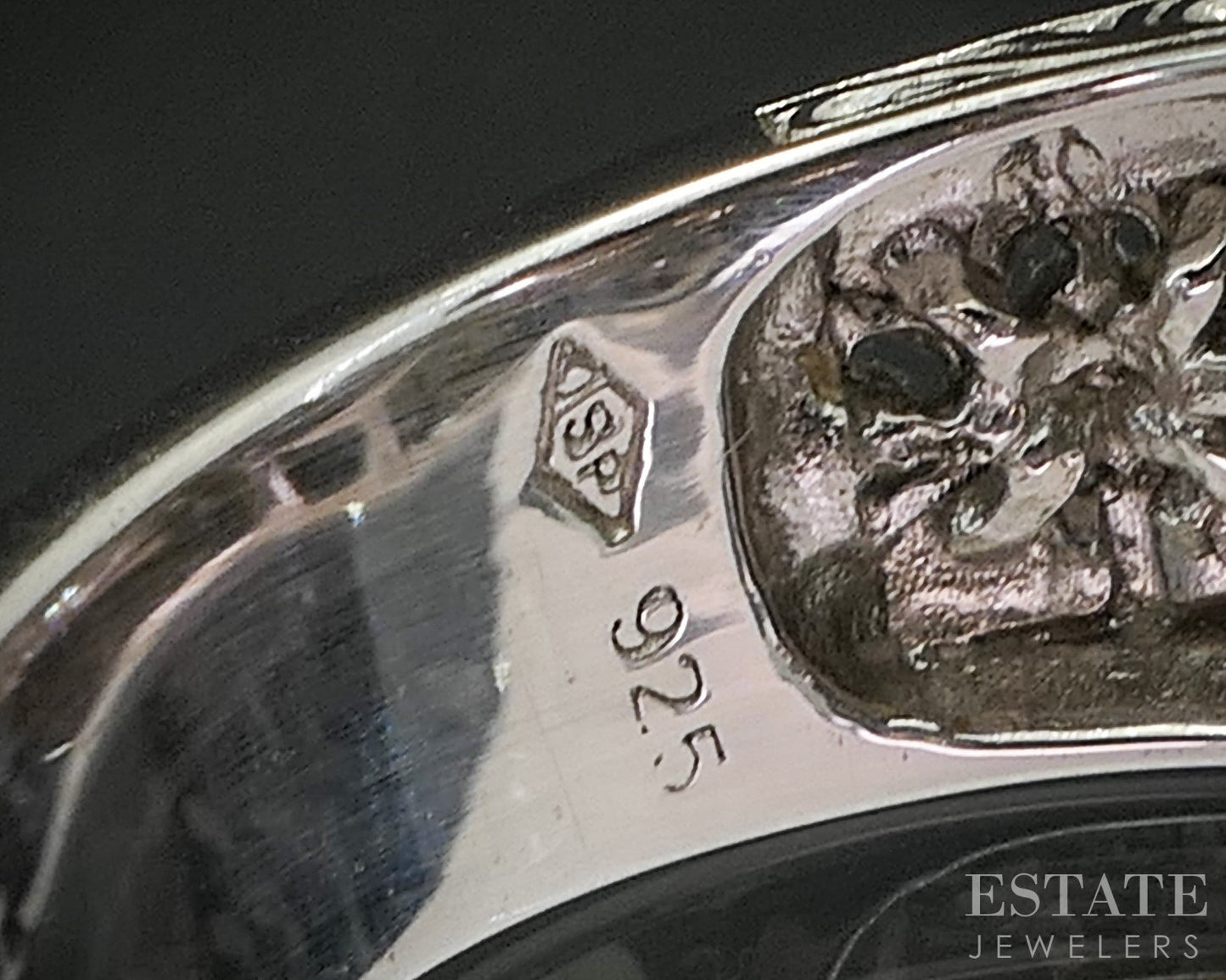 Sterling Silver Natural Blue & White Diamond Ladies Band Ring 8.5g i20392