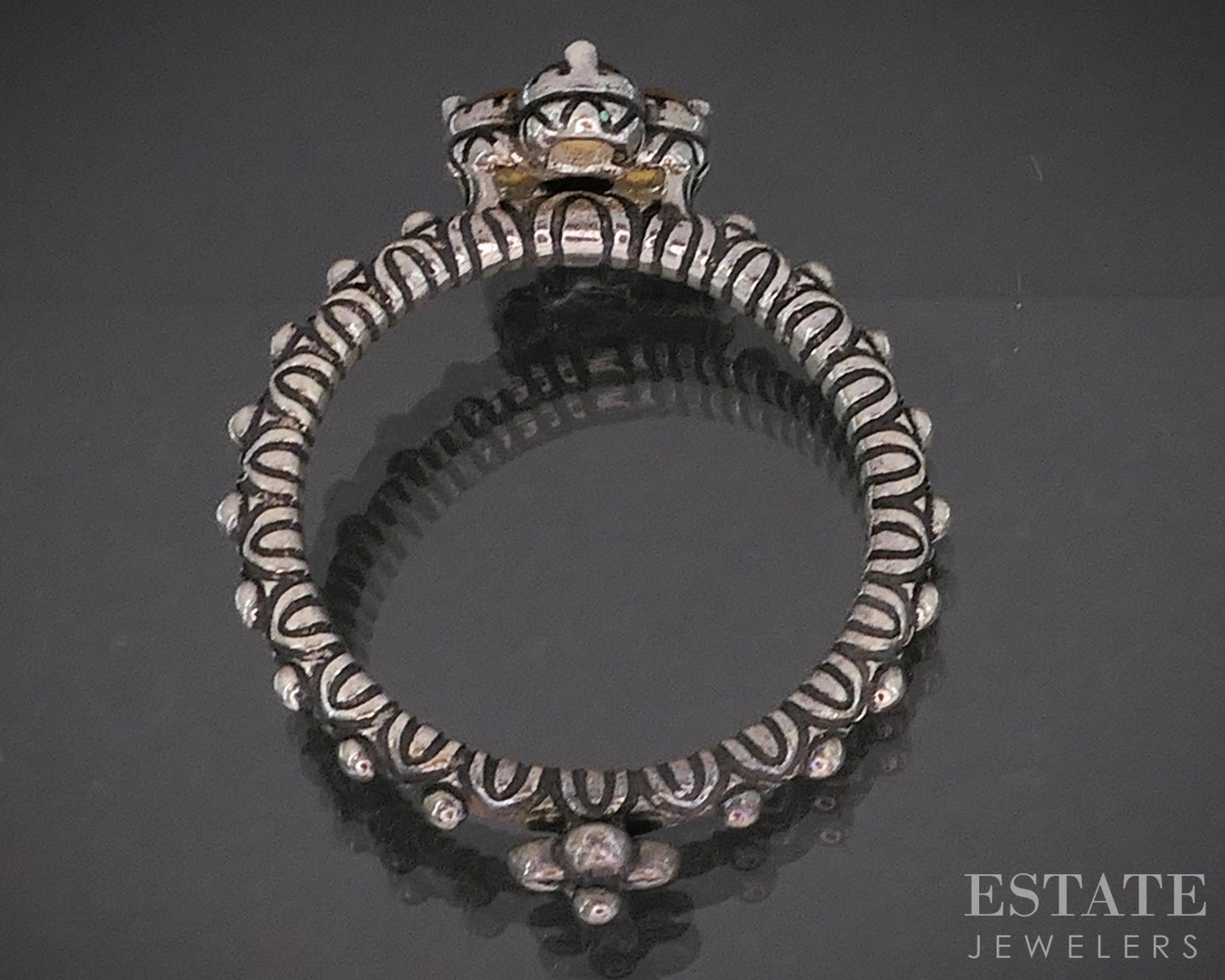 18k & Sterling Barbara Bixby Citrine White Topaz Lotus Ladies Ring 4.6g i20394