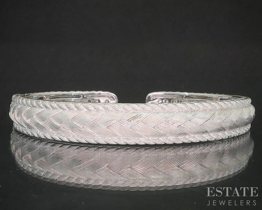 Sterling Judith Ripka Braided Cable Hinged Cuff Bracelet 31g i20395