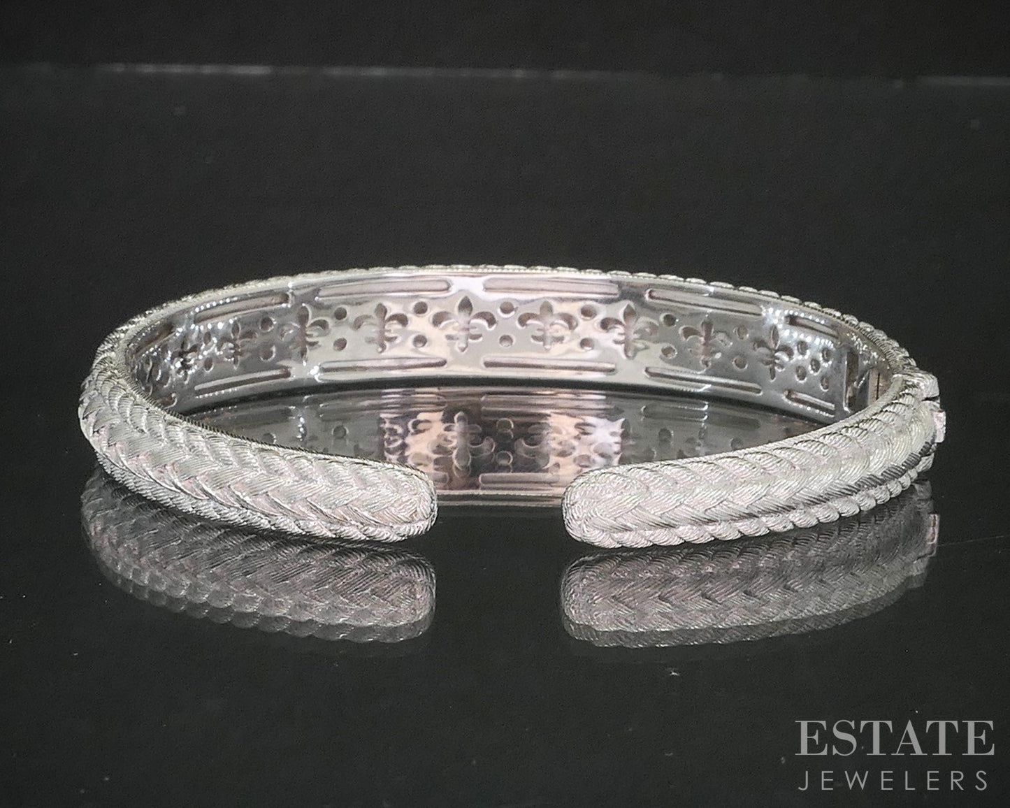 Sterling Judith Ripka Braided Cable Hinged Cuff Bracelet 31g i20395