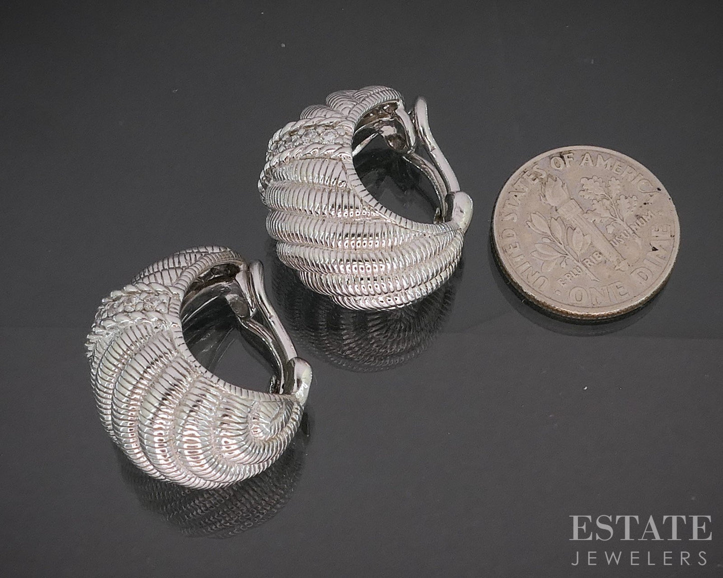 Sterling Silver Judith Ripka CZ Cable J-Hoop Ladies Earrings 18g i20400