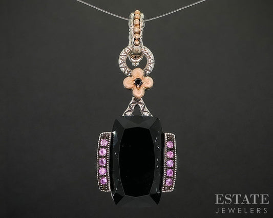 18k & Sterling Barbara Bixby Black Onyx Pink Sapphire Pendant 9g i20399