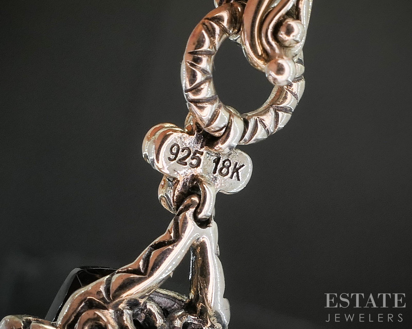 18k & Sterling Barbara Bixby Black Onyx Pink Sapphire Pendant 9g i20399