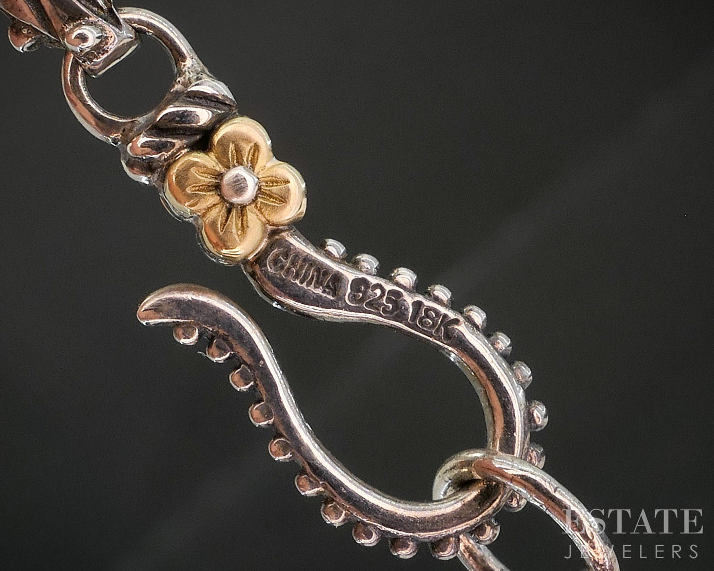 18k & Sterling Barbara Bixby Lotus Flower Rope Chain Necklace 18g 20"L i20401