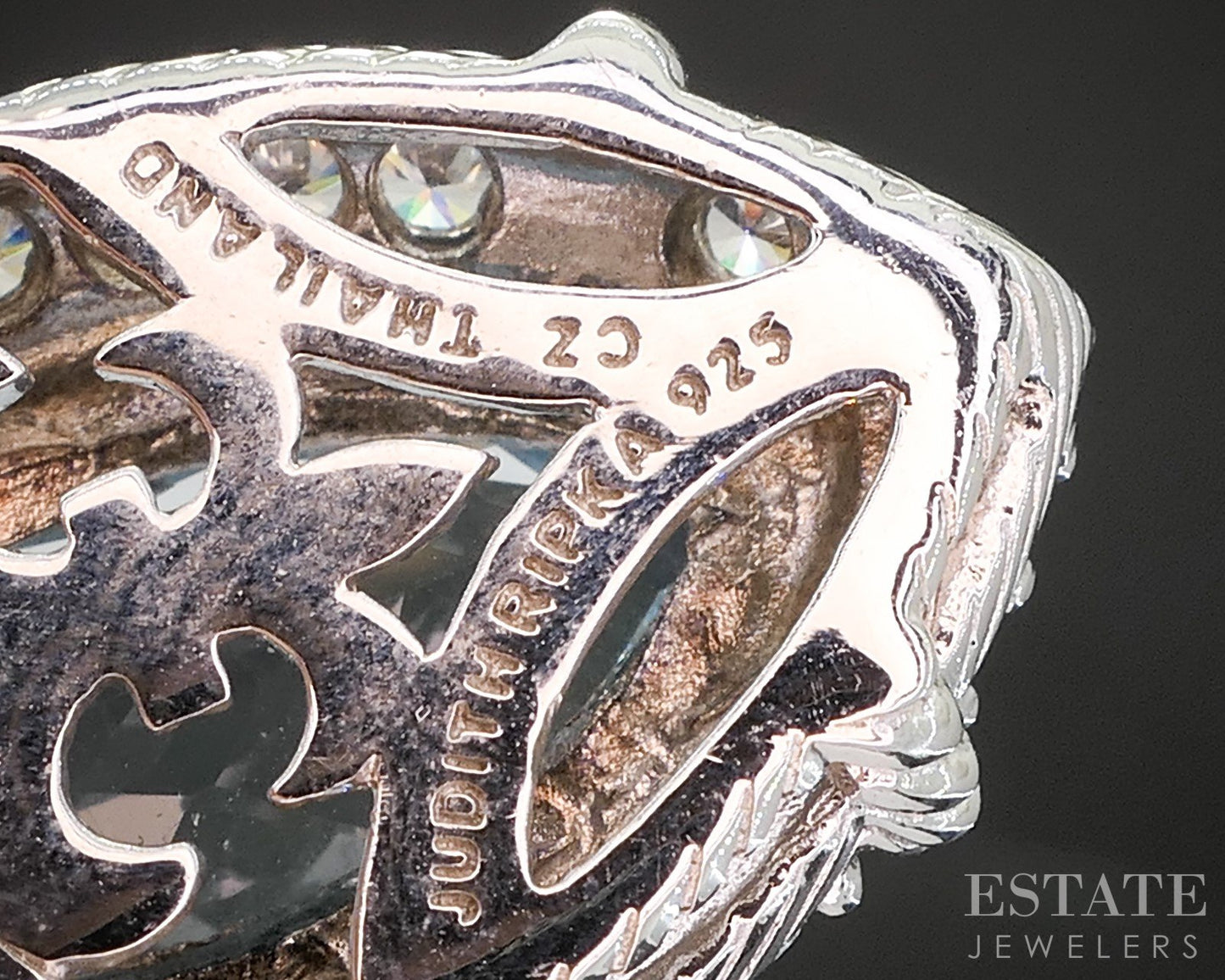 Sterling Judith Ripka Blue Topaz & CZ Cable Chain Necklace 50g 18"L i20409