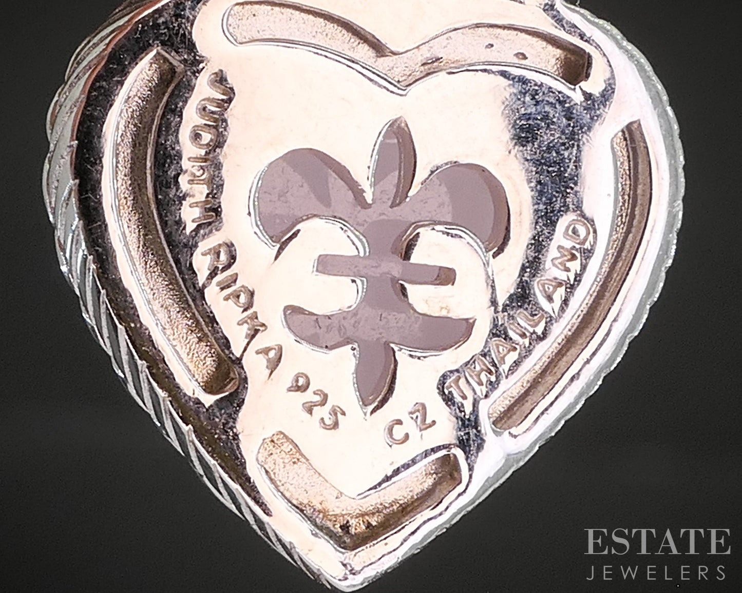 Sterling Silver Judith Ripka Natural Rose Quartz & CZ Heart Necklace 22g i20453