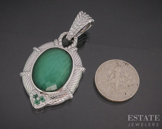 Sterling Silver Judith Ripka Green Goddess Doublet Pendant 14.3g i20450