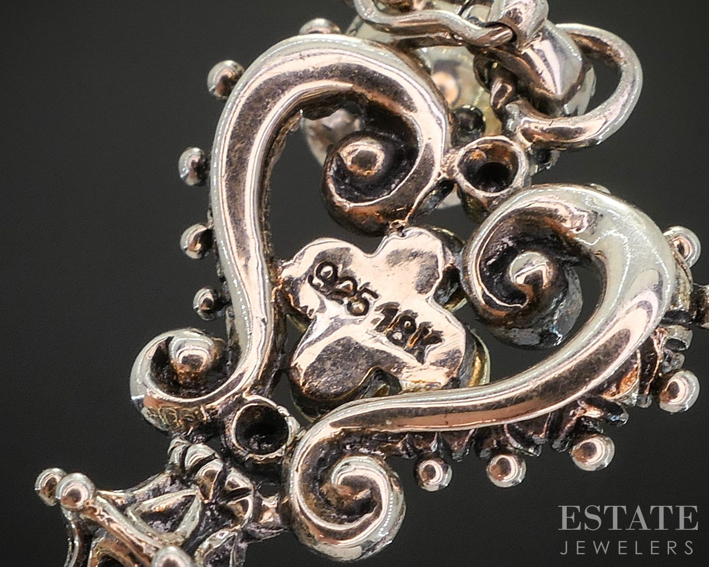 18k & Sterling Barbara Bixby Cultured Pearl Key Ladies Pendant 7.7g i20441