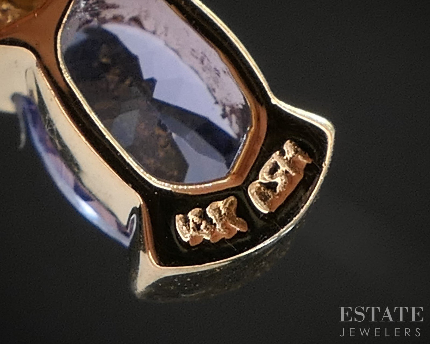 14k Yellow Gold Oval Natural Tanzanite & Diamond Pendant 1.7g i20424