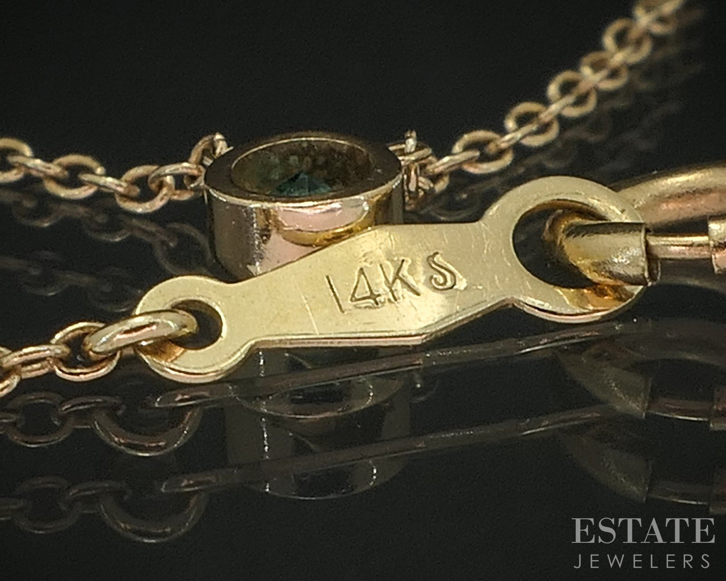 14k Yellow Gold Natural Emerald Solitaire Ladies Necklace 1.0g 16.5"L i20417