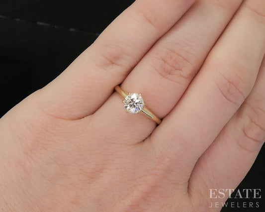Antique 14k Yellow Gold European Natural .78ct Diamond Solitaire Ring i20480