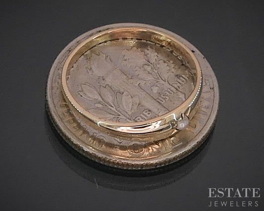 Antique 10k Yellow Gold Ostby Barton Seed Pearl Baby Ring 0.6g i20472