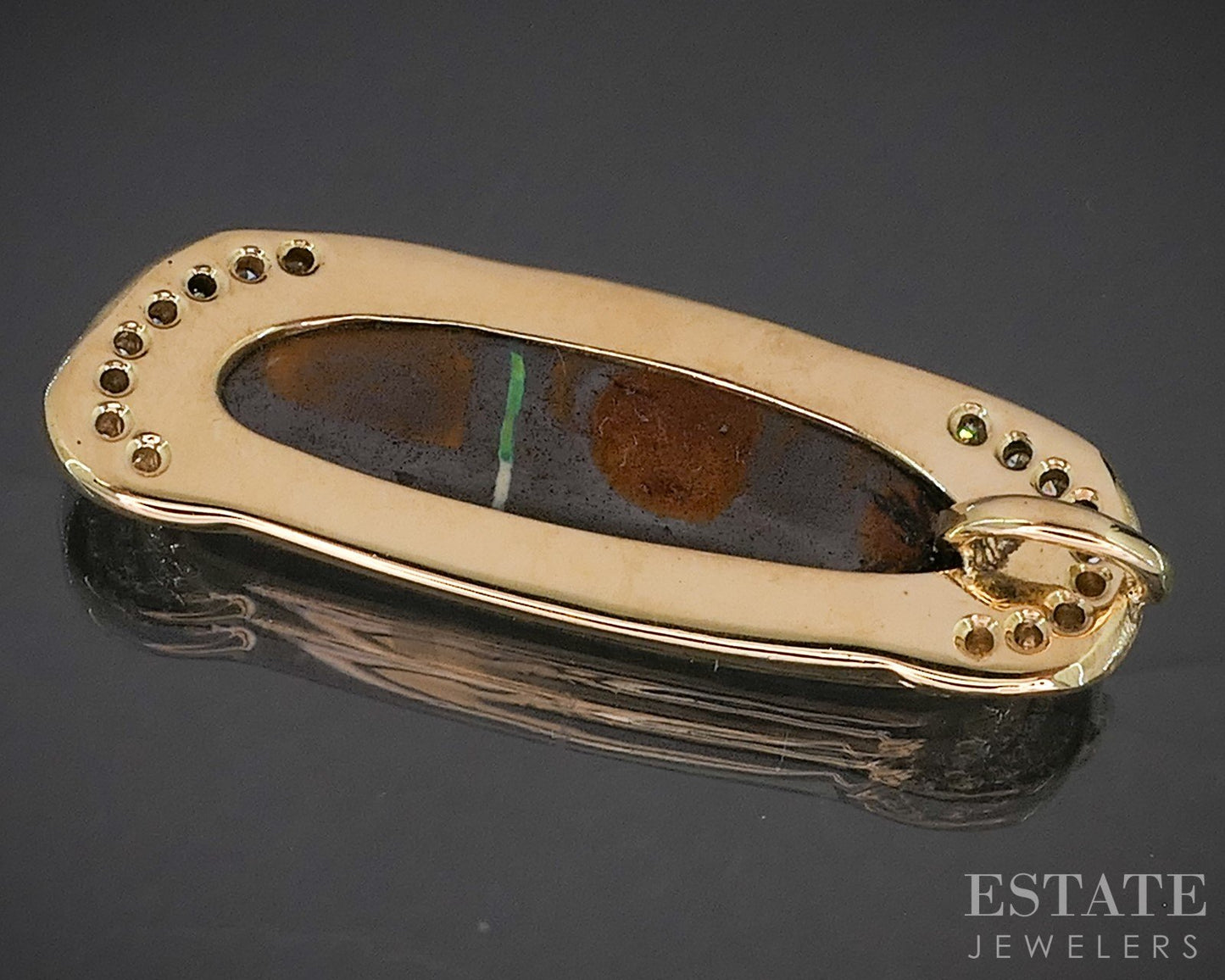 14k Yellow Gold Natural Boulder Opal & Diamond Pendant 9.6g i20467