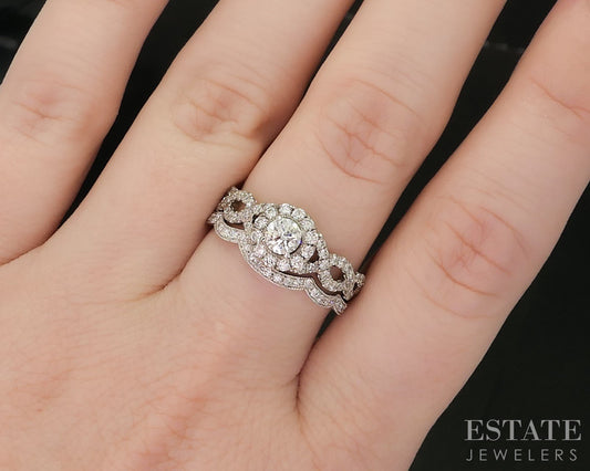 14k White Gold Round Natural .84ctw Diamond Neil Lane Wedding Set 5.6g i20466